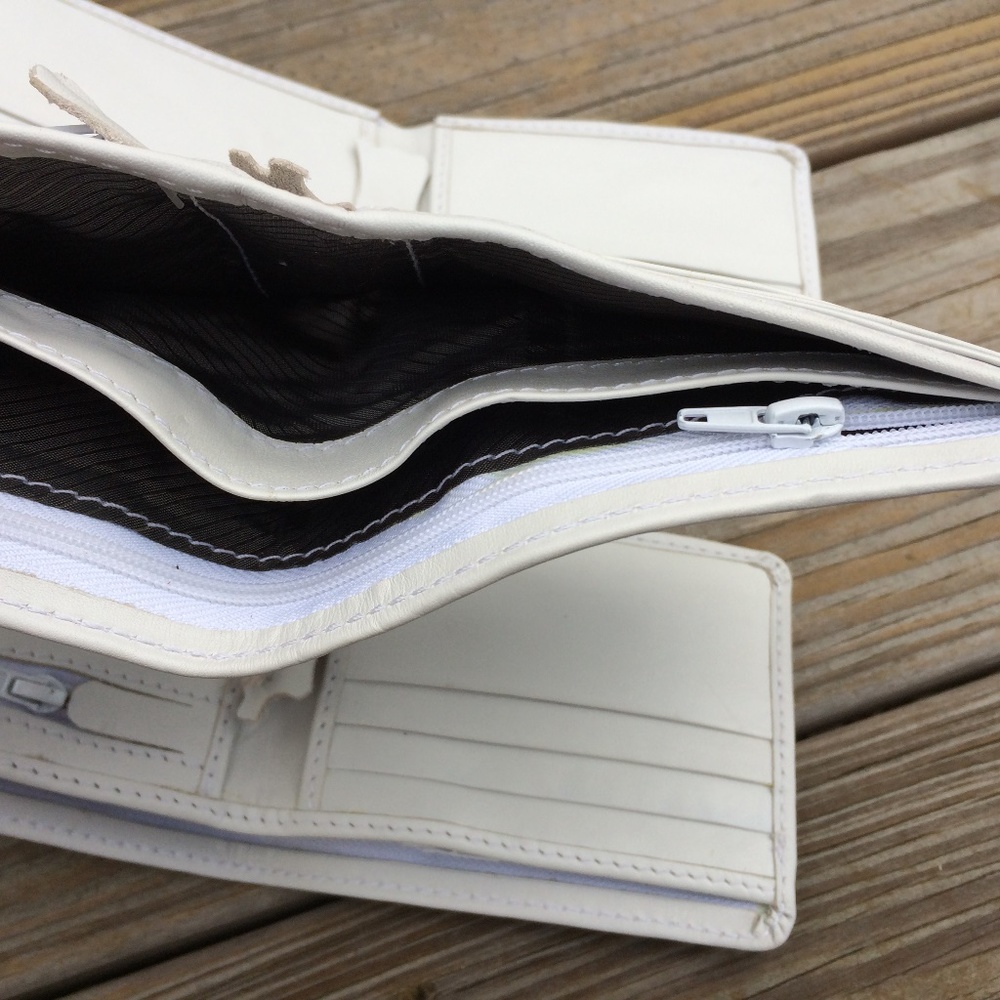 White Wallet Men CardHolder Bifold Genuine Leather - Picture 6 of 8
